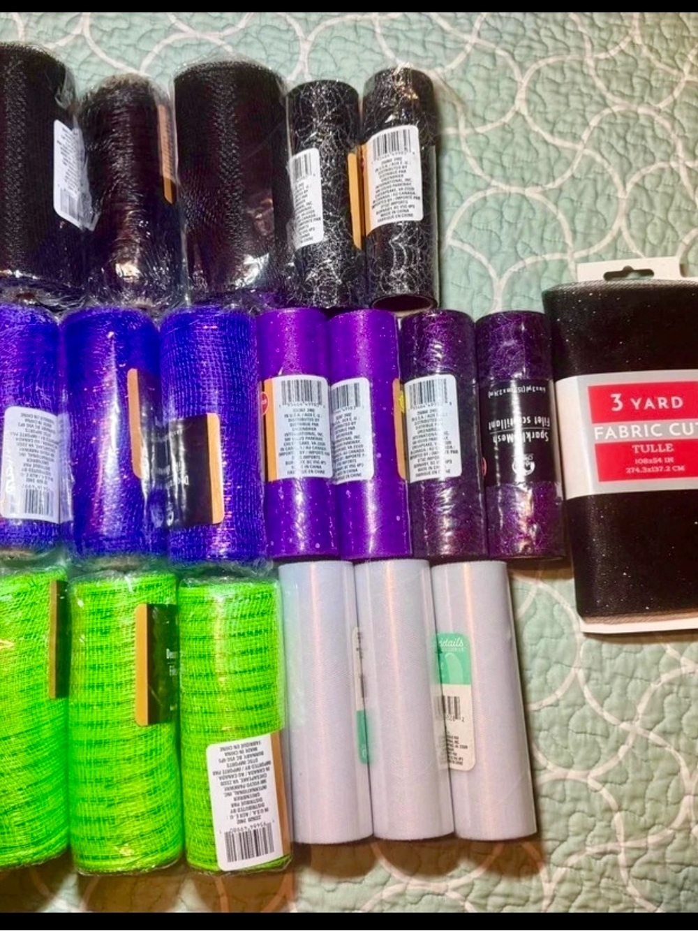 Premium Party Tulle Mesh Rolls - Black, Purple, Blue, Green